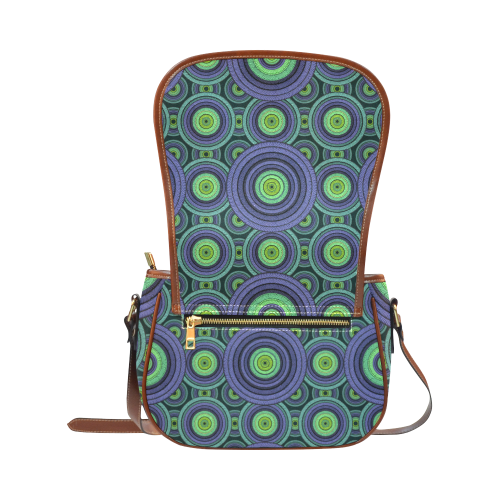 Green and Blue Stitched Saddle Bag/Small (Model 1649) Full Customization