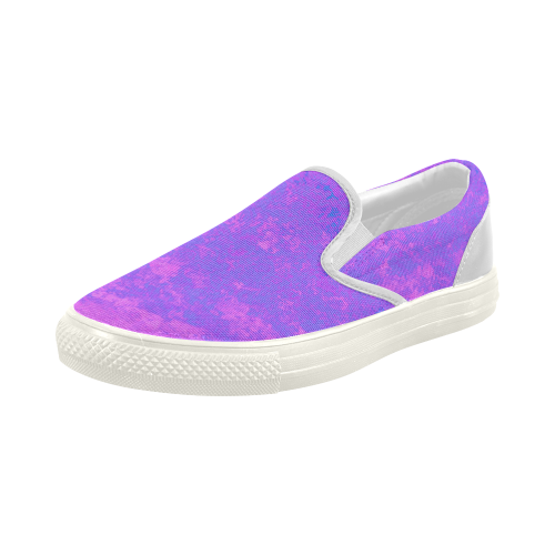 Pink/Purple/Blue Abstract Women's Slip-on Canvas Shoes (Model 019)