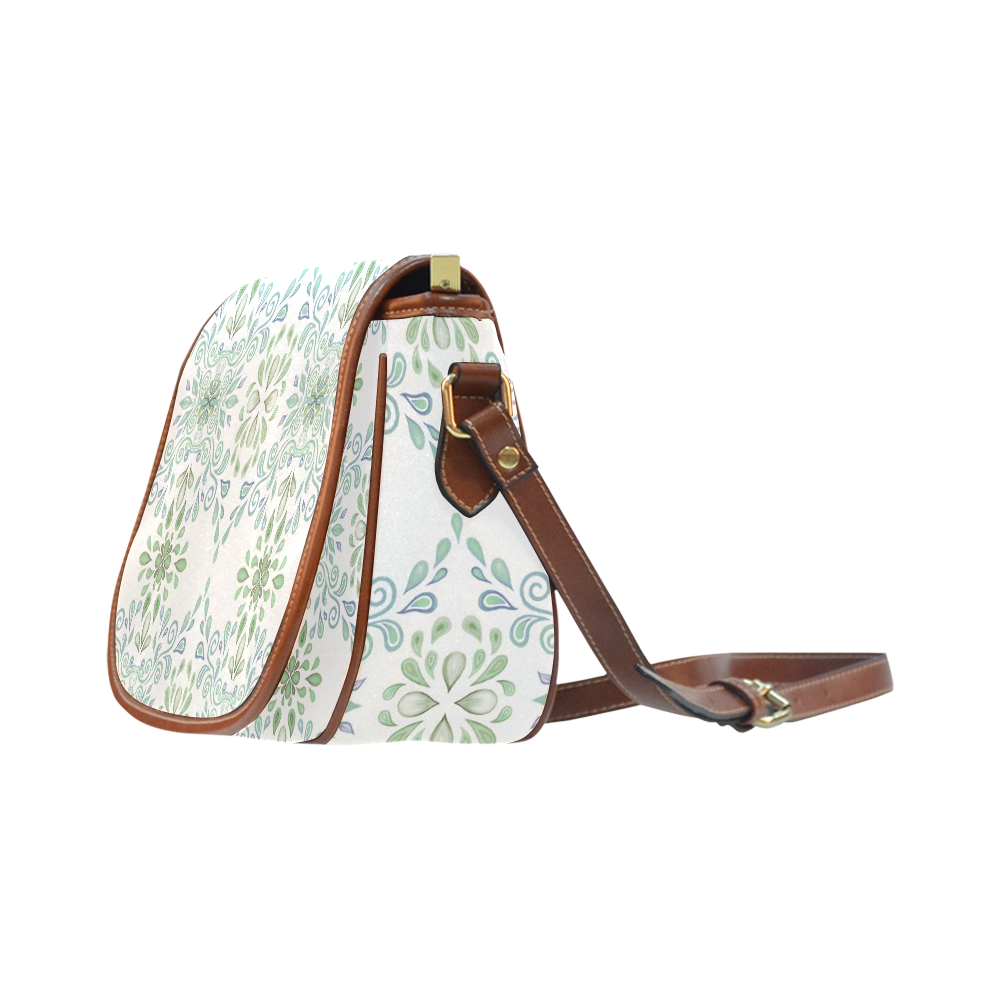 Blue and Green watercolor pattern Saddle Bag/Large (Model 1649)