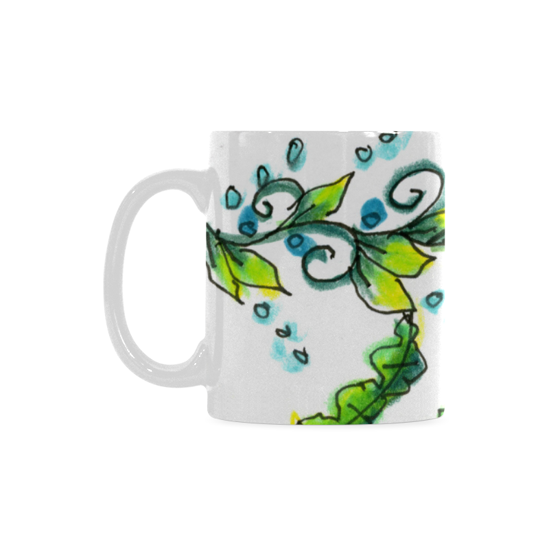 Abstract Blue Green Flowers Vines River Zendoodle White Mug(11OZ)