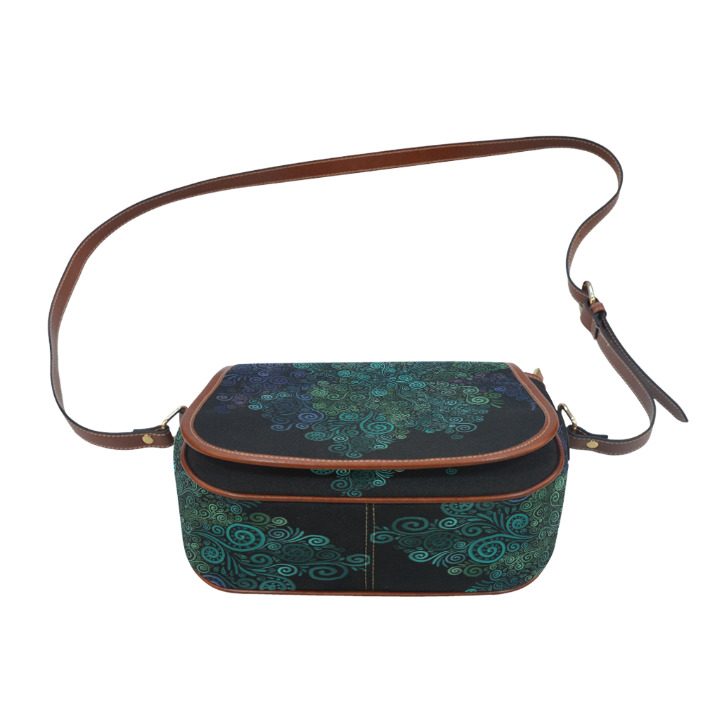 Turquoise 3D Rose Saddle Bag/Small (Model 1649) Full Customization