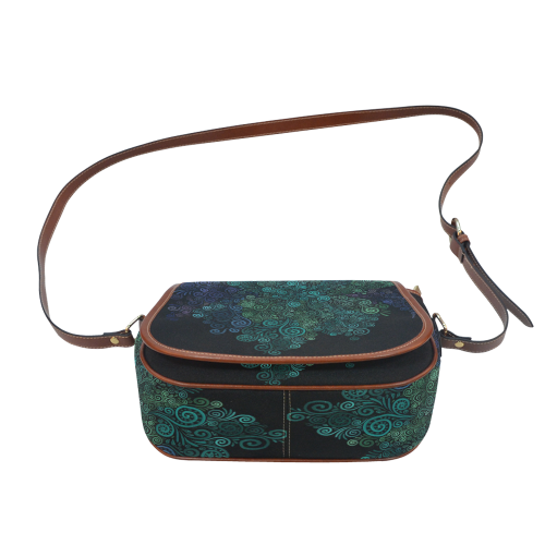 Turquoise 3D Rose Saddle Bag/Small (Model 1649) Full Customization