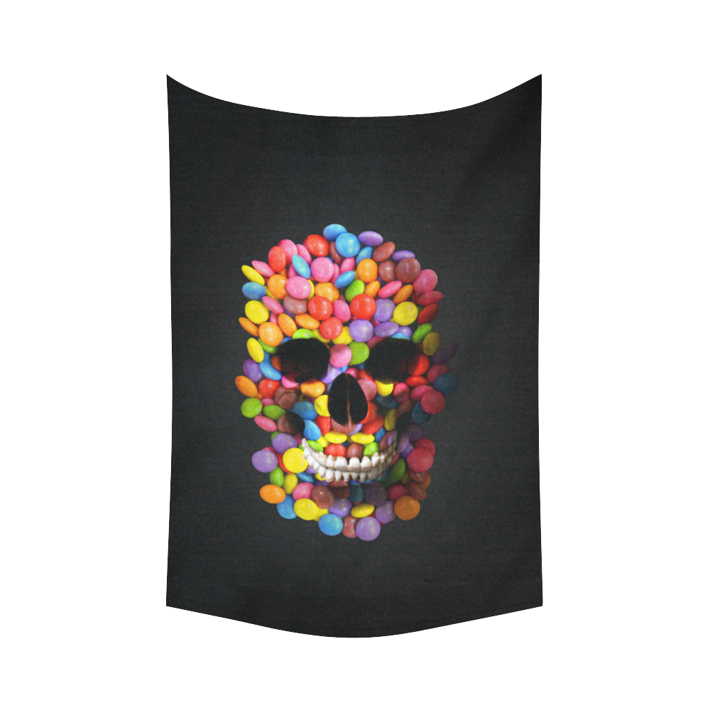 Halloween Candy Sugar Skull Cotton Linen Wall Tapestry 60"x 90"