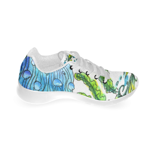 Abstract Blue Green Flowers Vines River Zendoodle Women’s Running Shoes (Model 020)