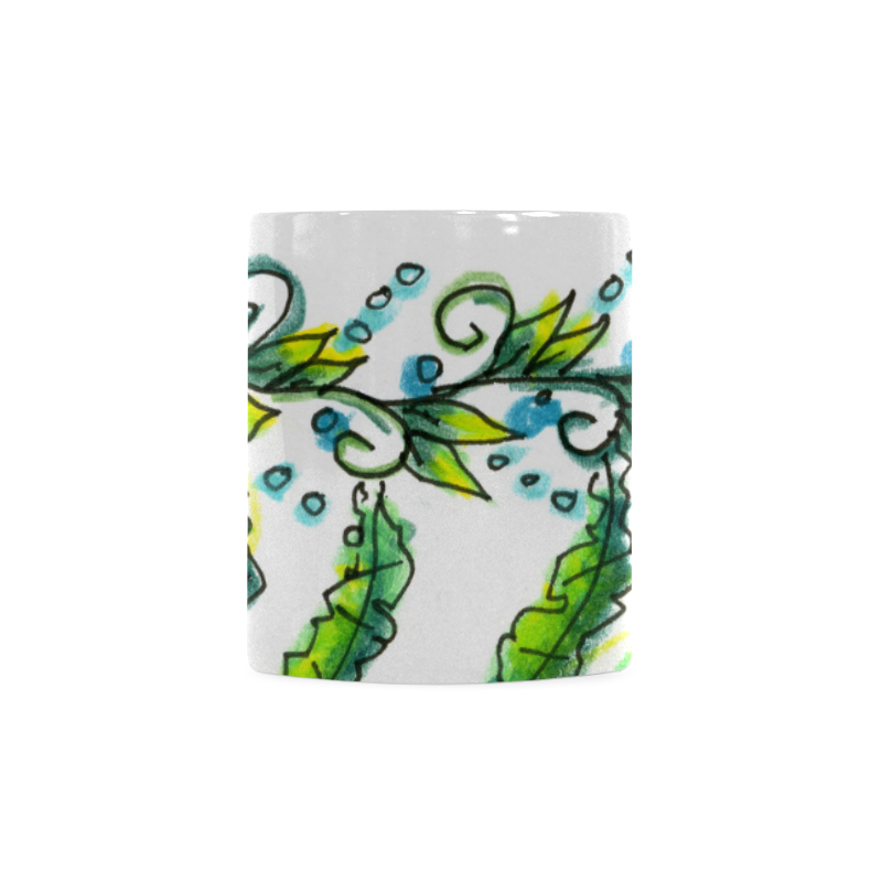 Abstract Blue Green Flowers Vines River Zendoodle White Mug(11OZ)