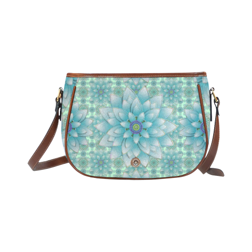 Turquoise Happy Lotus Saddle Bag/Small (Model 1649) Full Customization