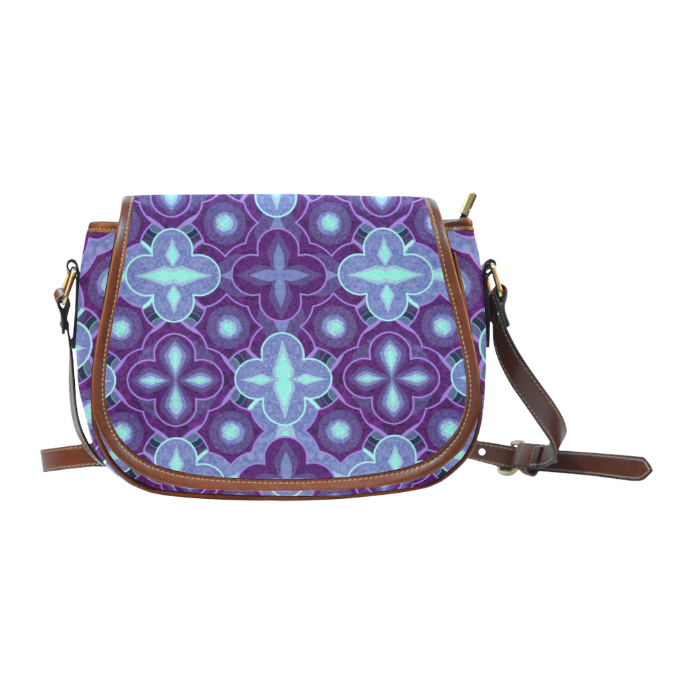 Purple blue pattern Saddle Bag/Small (Model 1649) Full Customization