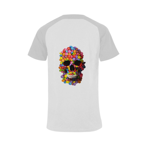 Halloween Candy Sugar Skull Men's Raglan T-shirt Big Size (USA Size) (Model T11)