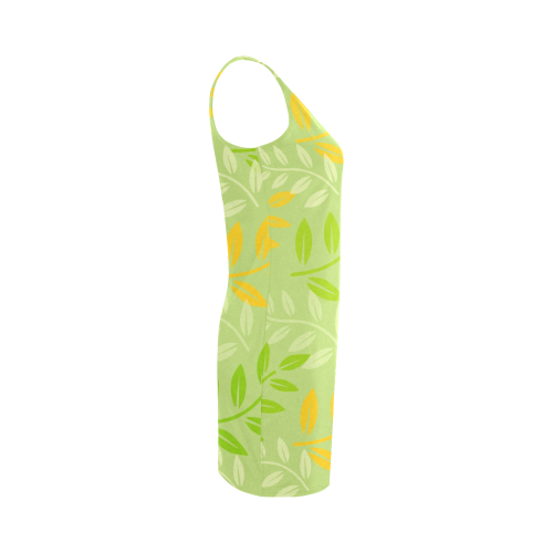 Green sage and orange leaves Medea Vest Dress (Model D06)