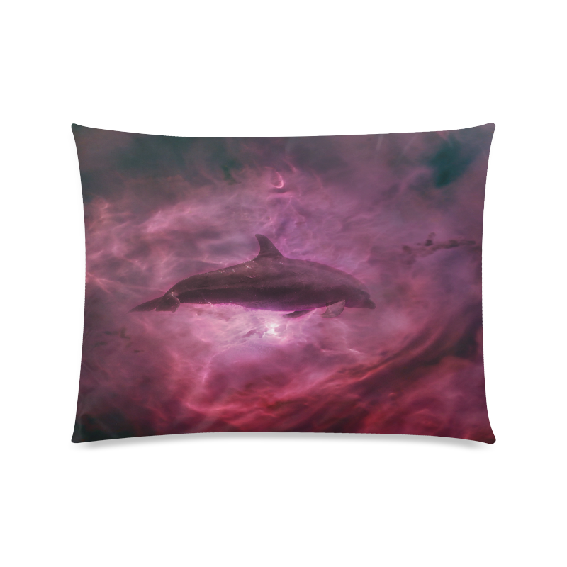 Dolphin in pink waters Custom Zippered Pillow Case 20"x26"(Twin Sides)