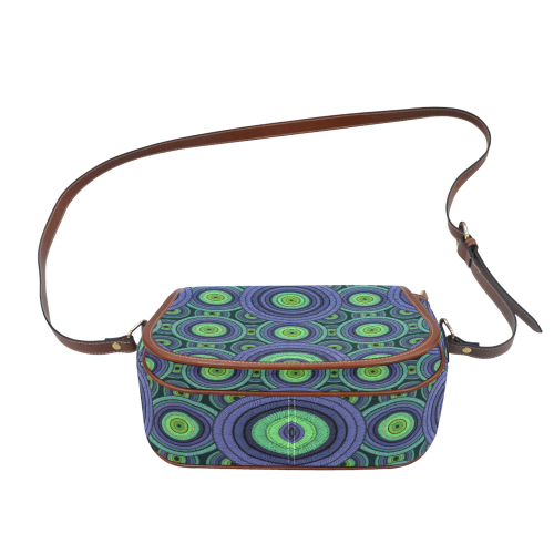 Green and Blue Stitched Saddle Bag/Small (Model 1649) Full Customization