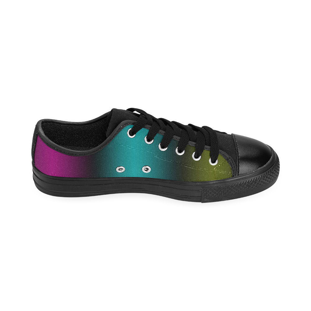 Dark Green Mint Blue Lilac Soft Gradient Men's Classic Canvas Shoes (Model 018)