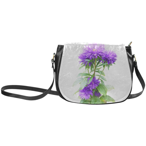 Purple Garden Flowers, watercolors Classic Saddle Bag/Large (Model 1648)