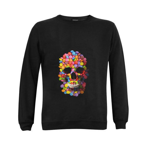 Halloween Candy Sugar Skull Gildan Crewneck Sweatshirt(NEW) (Model H01)
