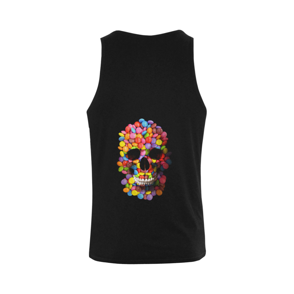 Halloween Candy Sugar Skull Men's Shoulder-Free Tank Top (Model T33)