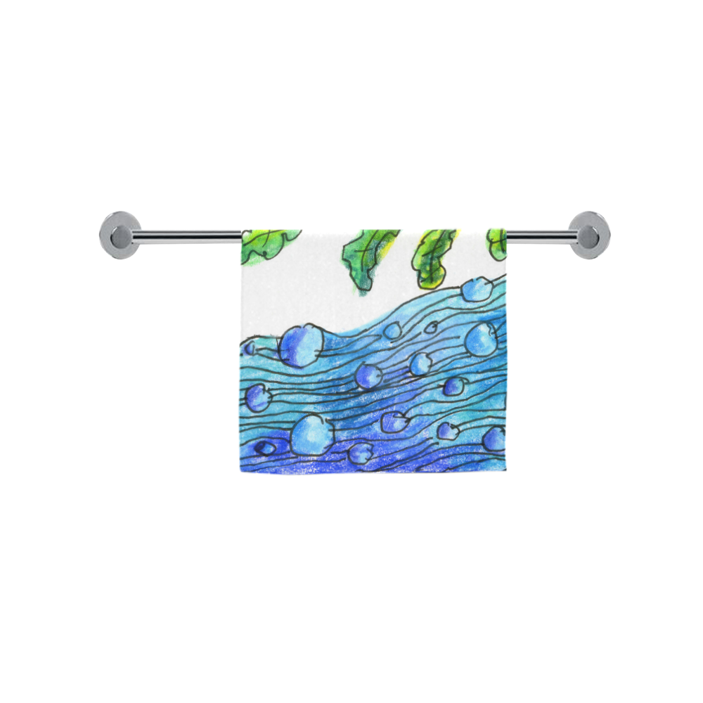 Abstract Blue Green Flowers Vines River Zendoodle Custom Towel 16"x28"