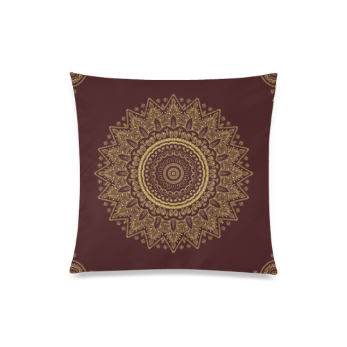 Mandala in Gold and Royal Red Custom Zippered Pillow Case 20"x20"(One Side)