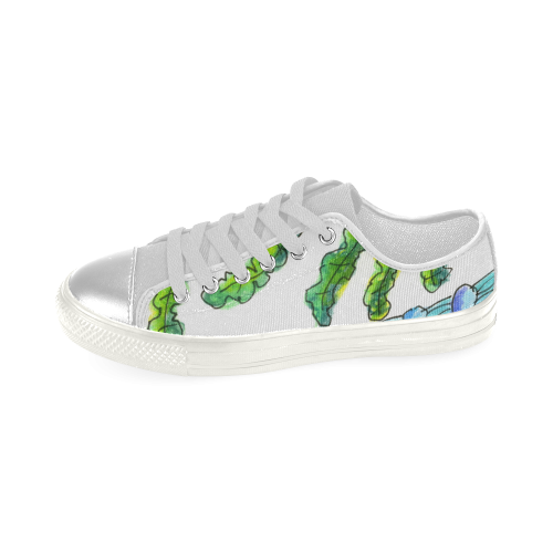Abstract Blue Green Flowers Vines River Zendoodle Women's Classic Canvas Shoes (Model 018)