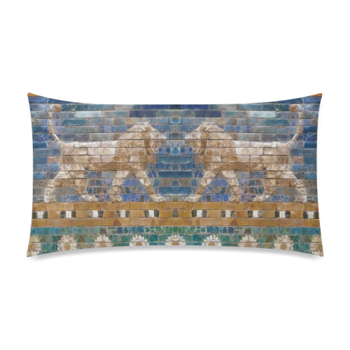 Two Lions And Daisis Mosaic Rectangle Pillow Case 20"x36"(Twin Sides)