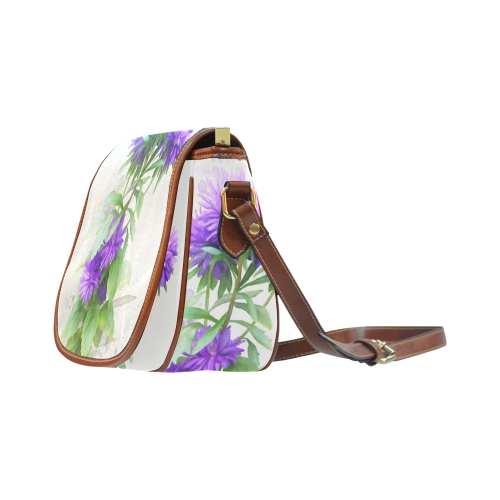 Purple Garden Flowers, watercolors with signature Saddle Bag/Large (Model 1649)