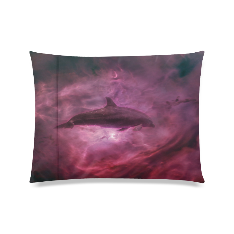 Dolphin in pink waters Custom Zippered Pillow Case 20"x26"(Twin Sides)