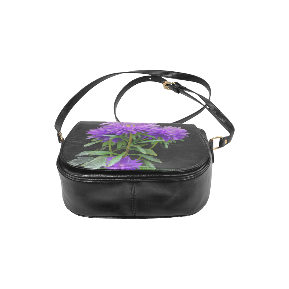 Purple Garden Flowers, watercolors Classic Saddle Bag/Small (Model 1648)