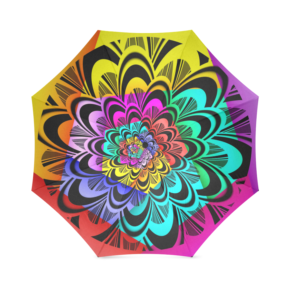 Rainbow Dahlia Ball Foldable Umbrella (Model U01)