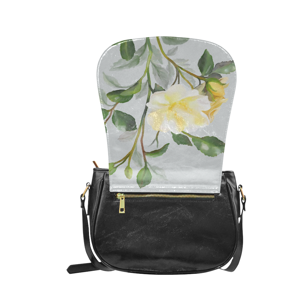 Yellow Rose with signature Classic Saddle Bag/Small (Model 1648)