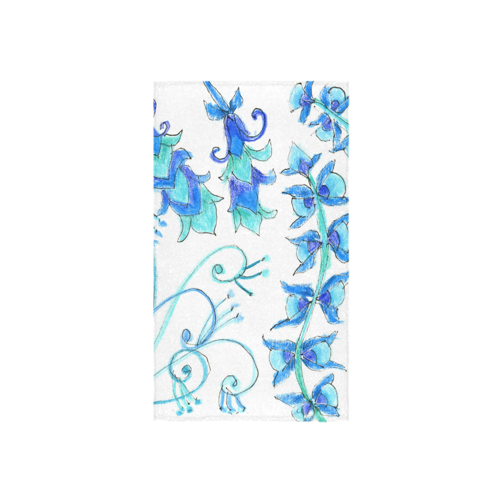 Dancing Aqua Blue Vines, Flowers Zendoodle Garden Custom Towel 16"x28"