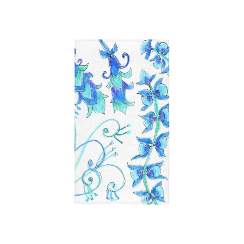 Dancing Aqua Blue Vines, Flowers Zendoodle Garden Custom Towel 16"x28"