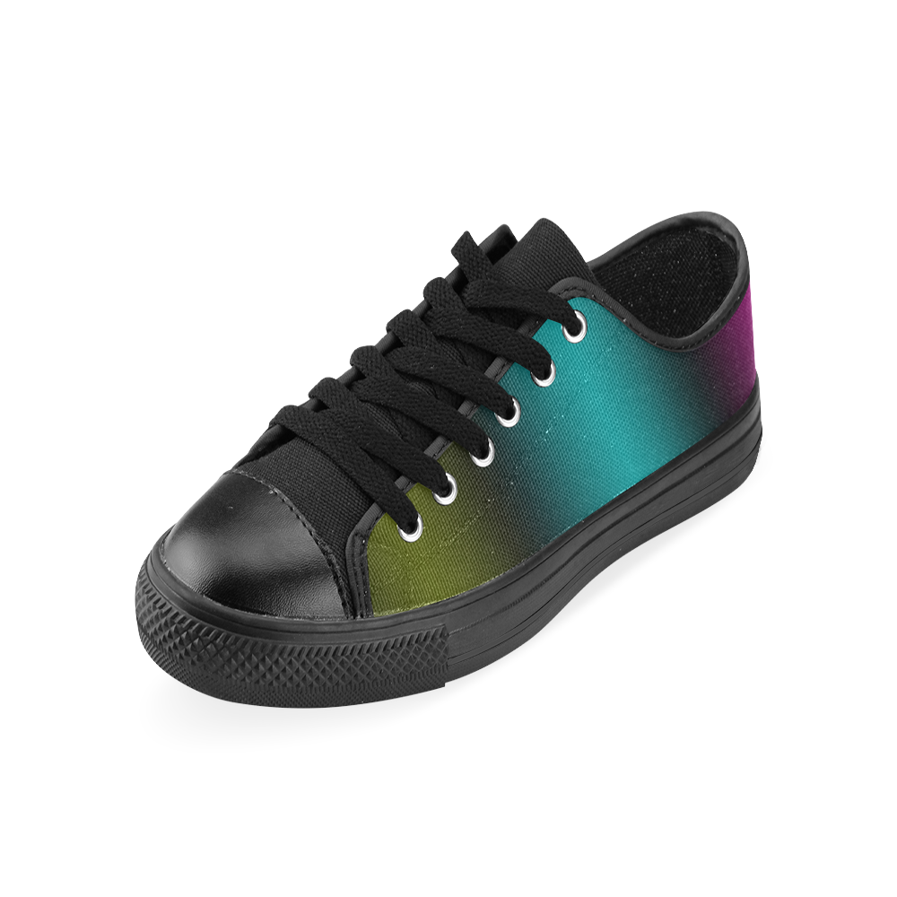 Dark Green Mint Blue Lilac Soft Gradient Men's Classic Canvas Shoes (Model 018)