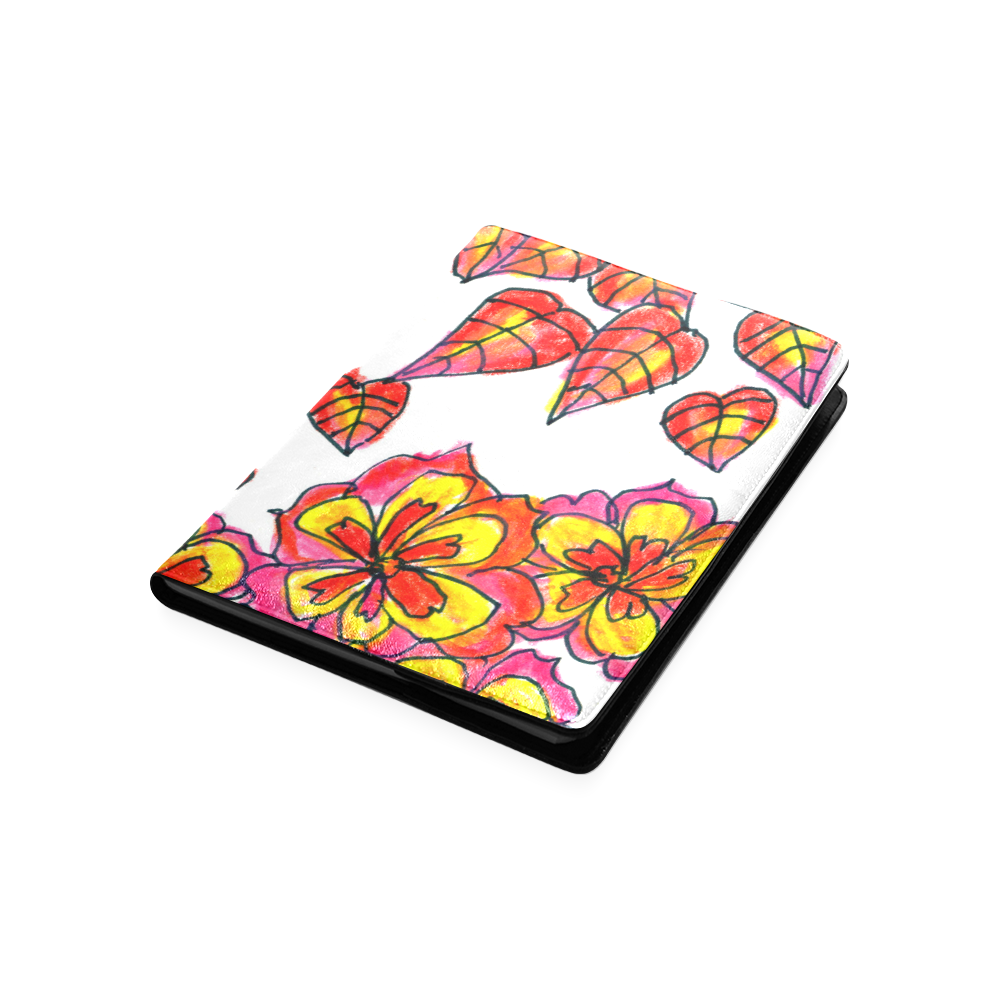Autumn Leaves, Flowers, Red Orange Gold Zendoodle Custom NoteBook B5