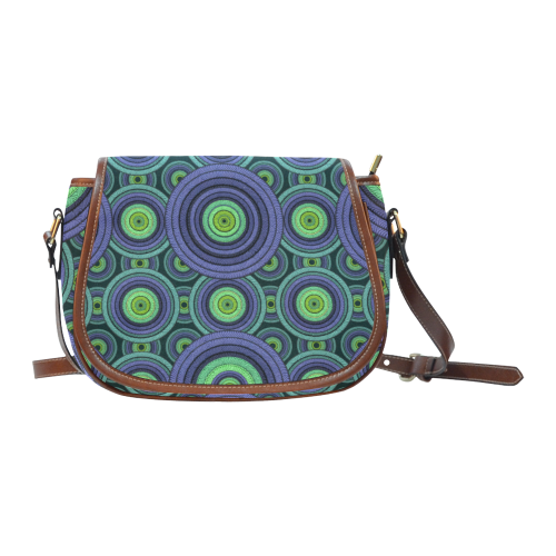 Green and Blue Stitched Saddle Bag/Small (Model 1649) Full Customization