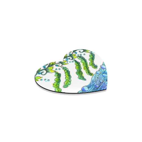 Abstract Blue Green Flowers Vines River Zendoodle Heart Coaster