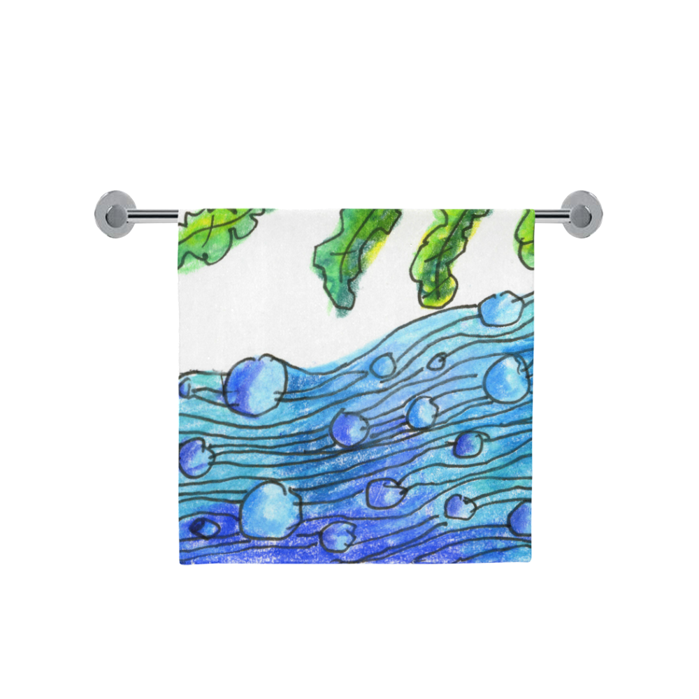 Abstract Blue Green Flowers Vines River Zendoodle Bath Towel 30"x56"