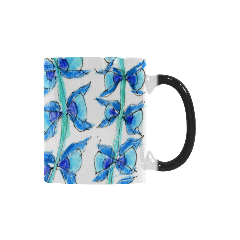Dancing Aqua Blue Vines, Flowers Zendoodle Garden Custom Morphing Mug