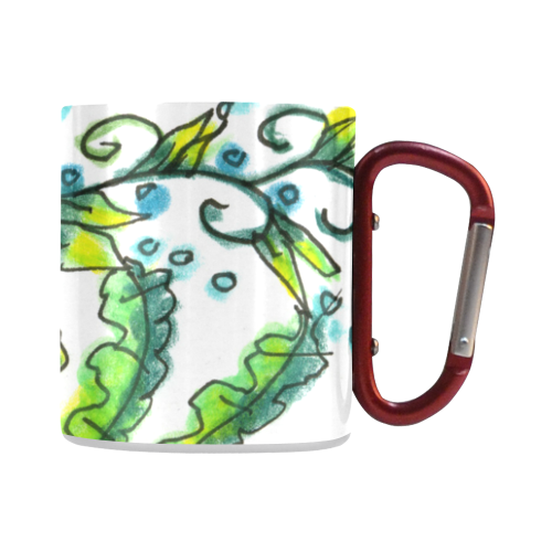 Abstract Blue Green Flowers Vines River Zendoodle Classic Insulated Mug(10.3OZ)