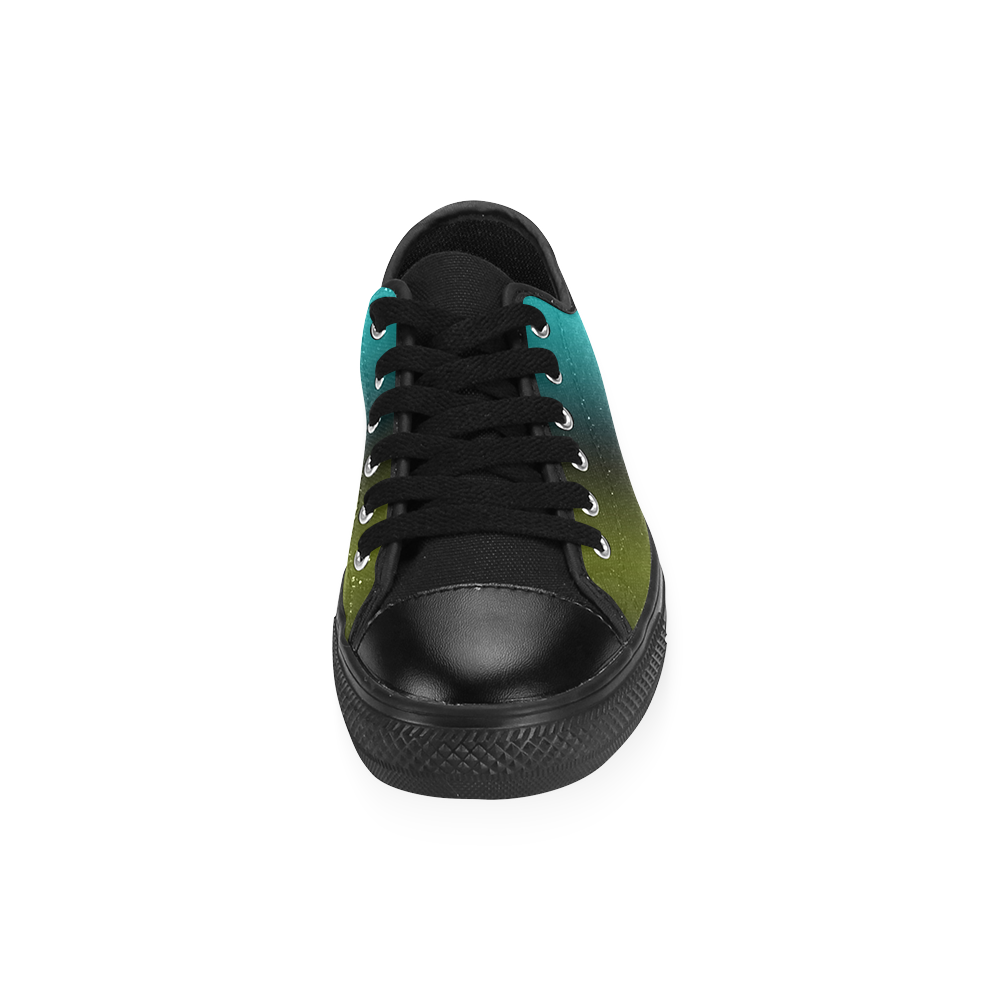 Dark Green Mint Blue Lilac Soft Gradient Men's Classic Canvas Shoes (Model 018)
