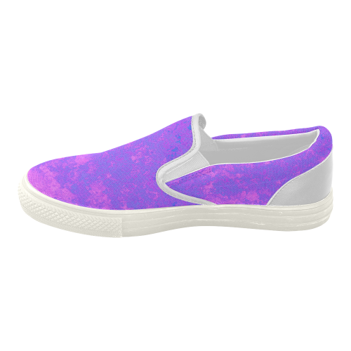 Pink/Purple/Blue Abstract Women's Slip-on Canvas Shoes (Model 019)