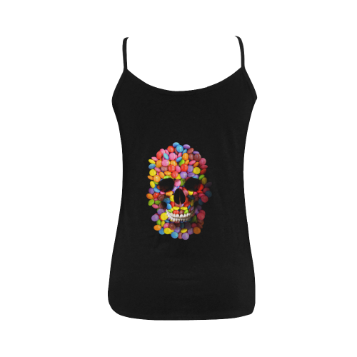 Halloween Candy Sugar Skull Women's Spaghetti Top (USA Size) (Model T34)