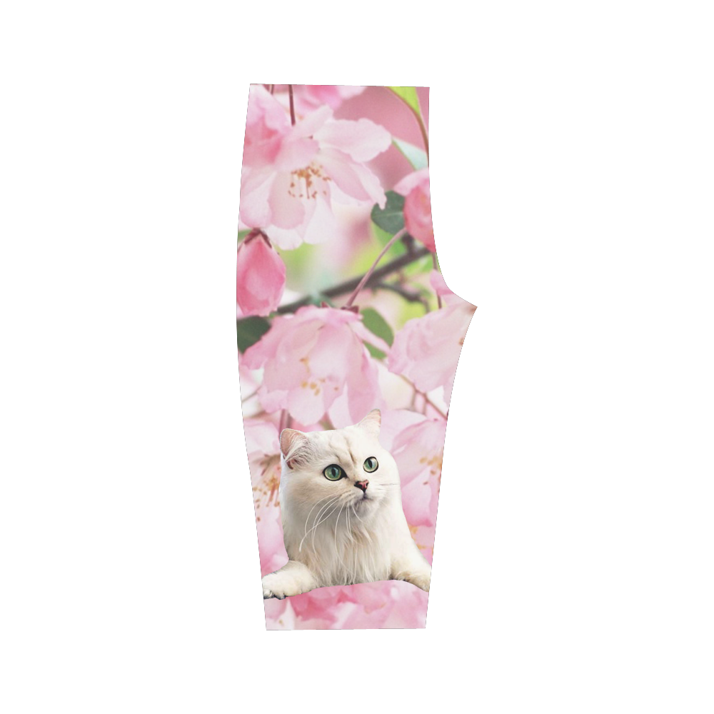 Cat and Flowers Hestia Cropped Leggings (Model L03)