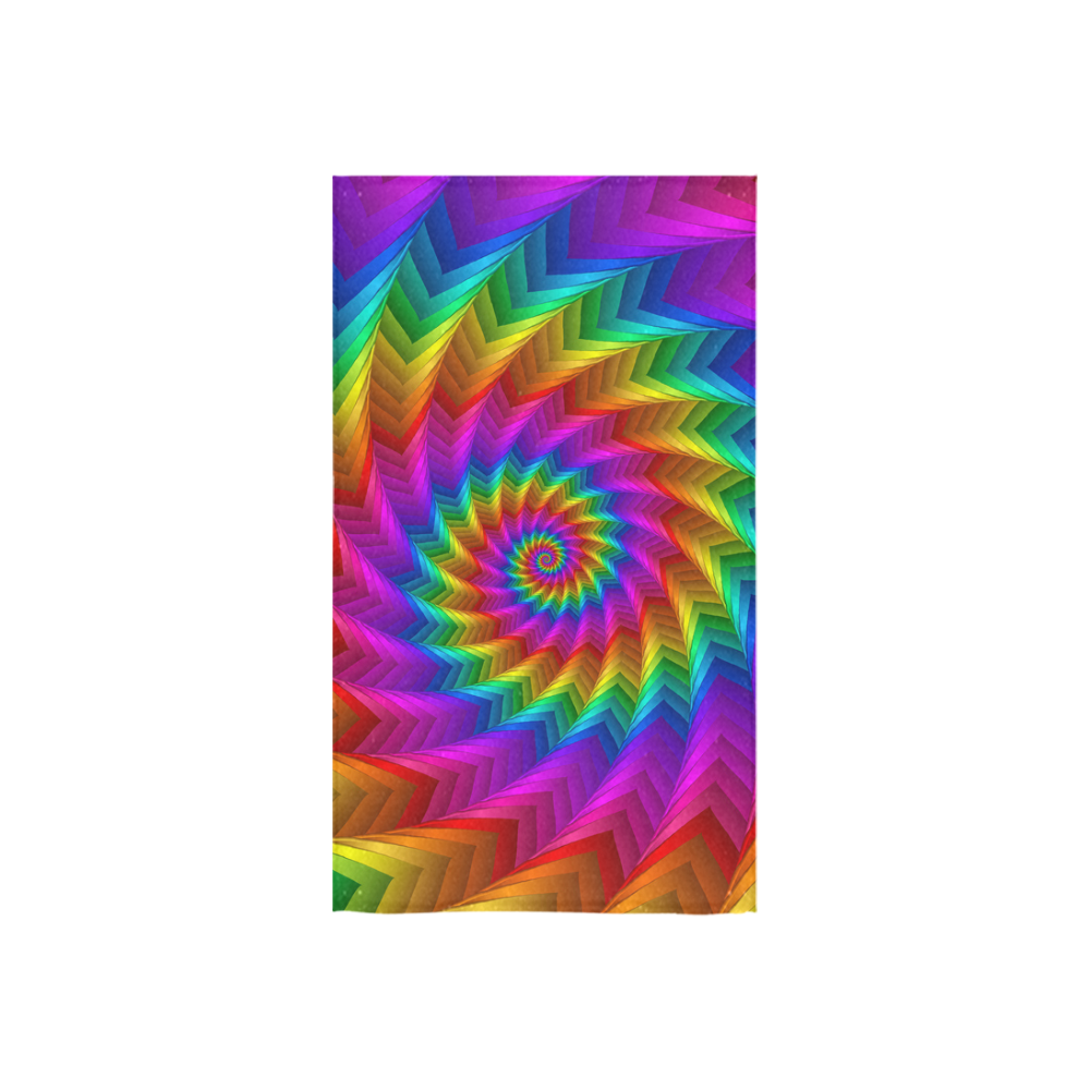 Psychedelic Rainbow Spiral Fractal Custom Towel 16"x28"