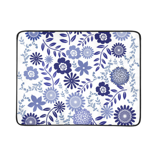 Blue and white pattern floral Beach Mat 78"x 60"