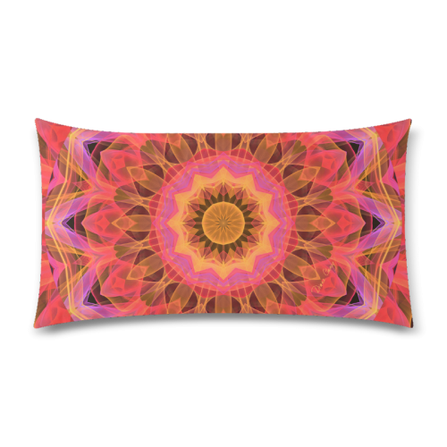 Abstract Peach Violet Mandala Ribbon Candy Lace Custom Rectangle Pillow Case 20"x36" (one side)