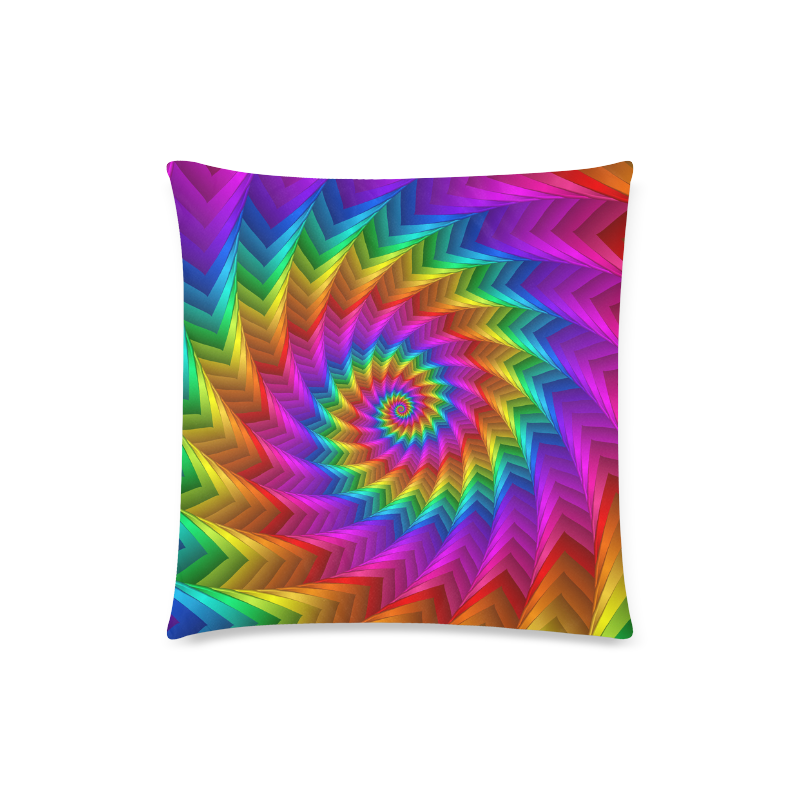 Psychedelic Rainbow Spiral Fractal Custom Zippered Pillow Case 18"x18"(Twin Sides)