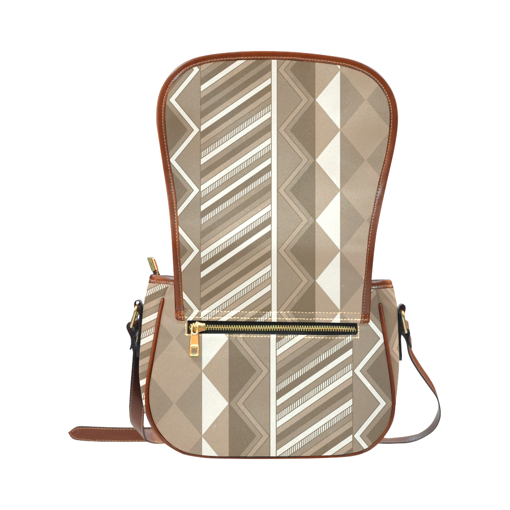 Beige Harlequin Geometric by ArtformDesigns Saddle Bag/Small (Model 1649) Full Customization