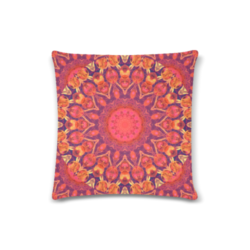 Sunburst, Abstract Peach Cream Orange Star Quilt Custom Zippered Pillow Case 16"x16" (one side)