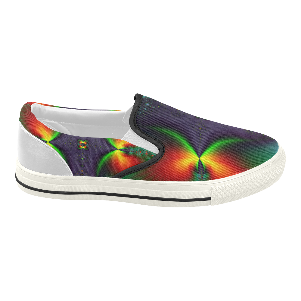 Goodnight Sunset Fractal Abstract Women's Slip-on Canvas Shoes (Model 019)