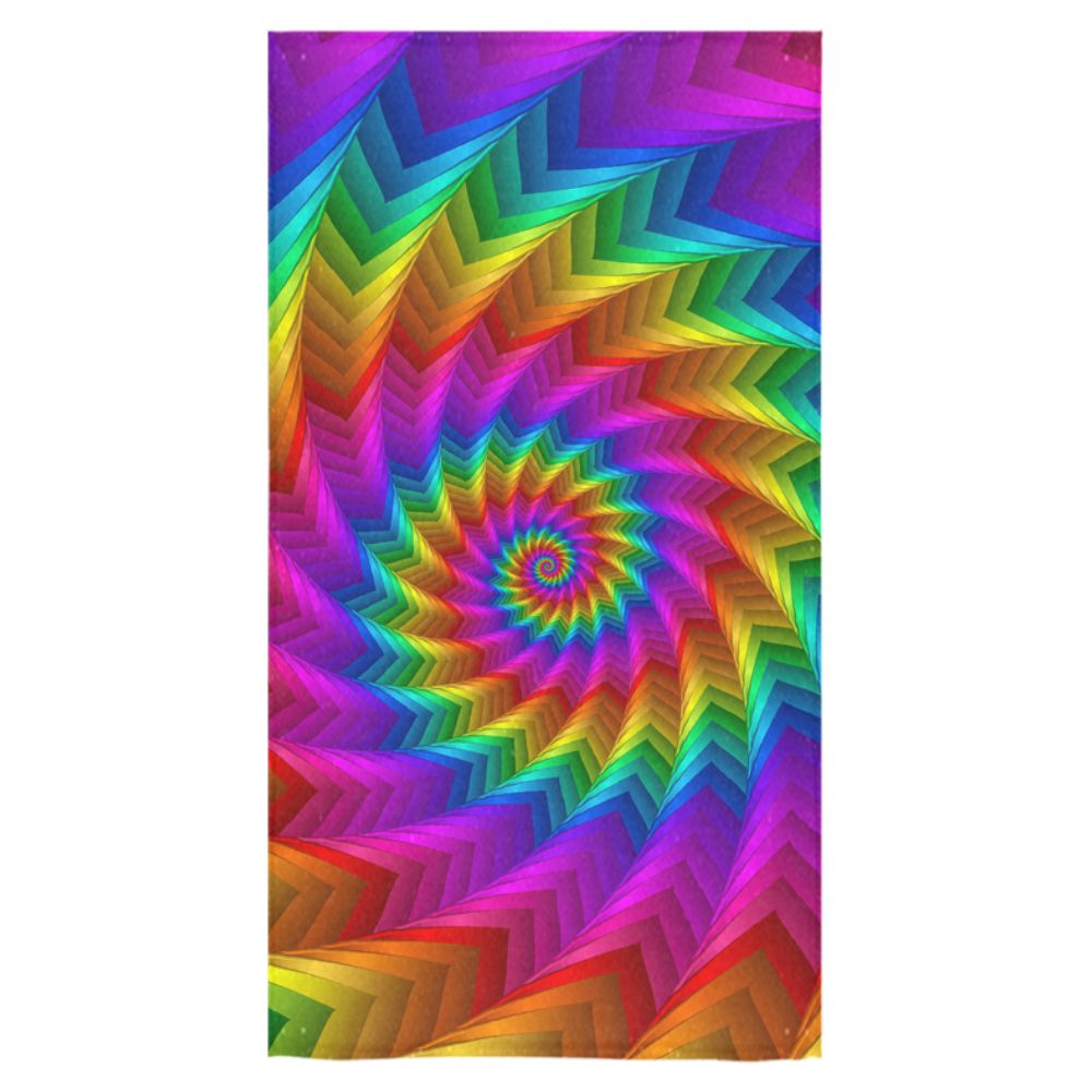 Psychedelic Rainbow Spiral Fractal Bath Towel 30"x56"