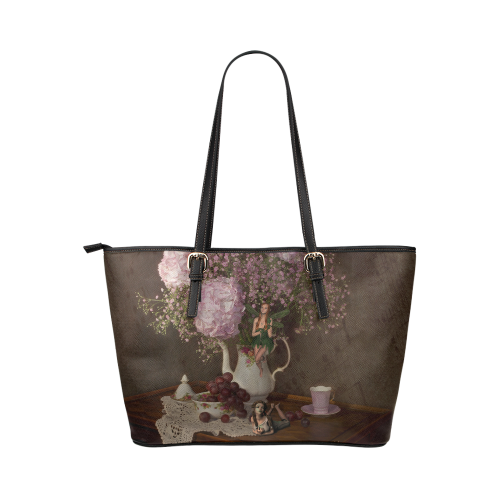 A Fairy Dreaming In Pastel Leather Tote Bag/Small (Model 1651)